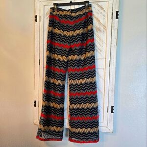 Hot Swag Chevron Wide Leg Pants Red Blue Boho Festival Size 9 Juniors